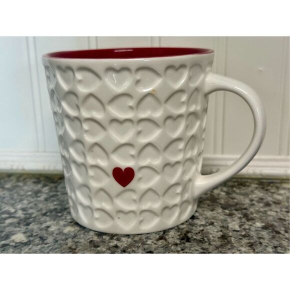 Starbucks 2007 Valentine Hearts White Red 16 oz. Mug - Picture 1 of 14